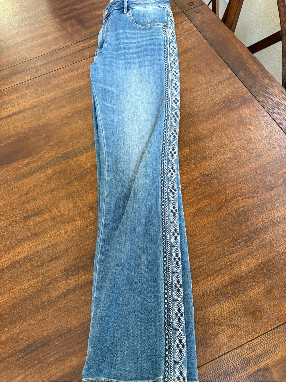 Driftwood Audrey Embroidered Aztec Boho Straight Jeans 30x31 (31x 30) Mid Rise - Picture 5 of 15